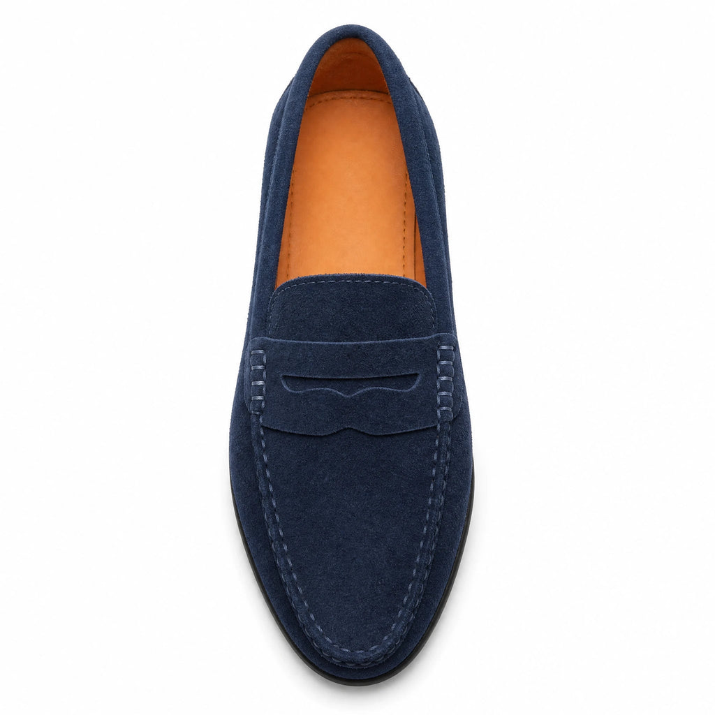 Men's suede driving loafers with grip sole, Black, sole view