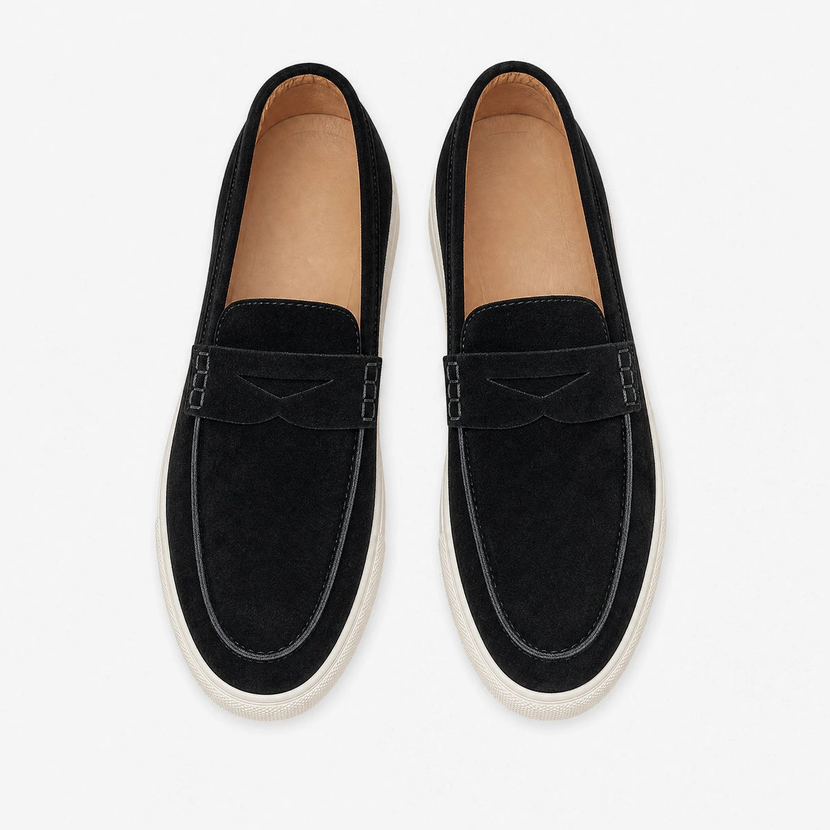 men's suede loafer with strap and white sole