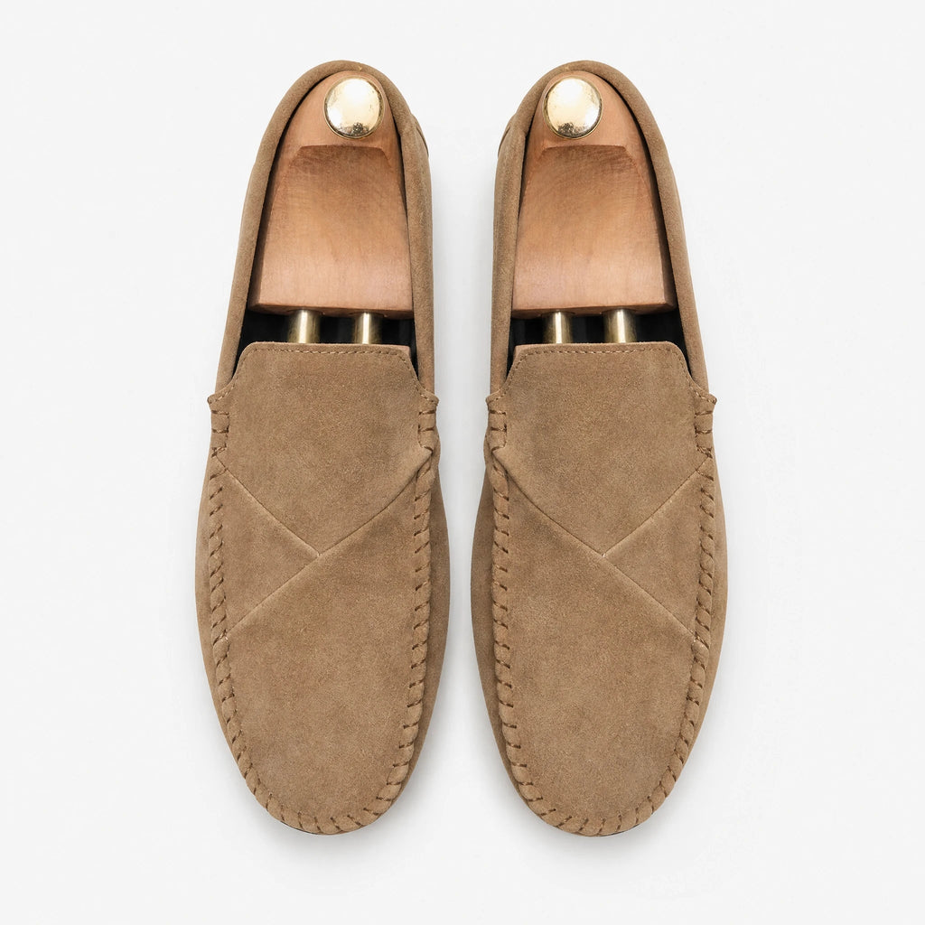 men's suede-look slip-on loafer with visible stitching