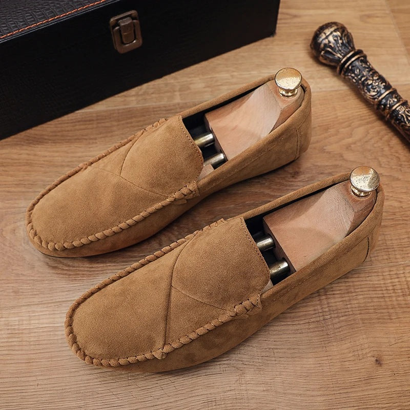 men's suede-look slip-on loafer with visible stitching, view 10