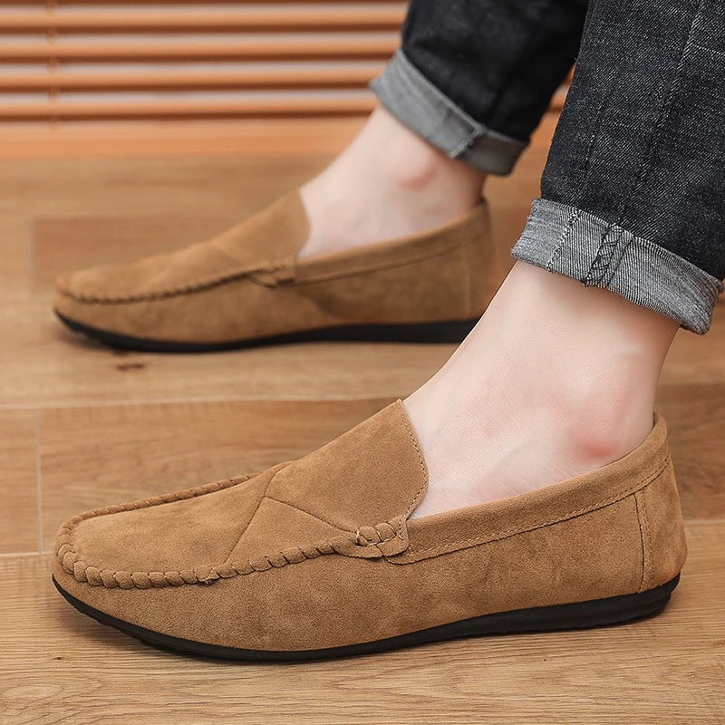 men's suede-look slip-on loafer with visible stitching, view 11