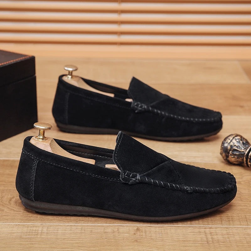 men's suede-look slip-on loafer with visible stitching, view 12
