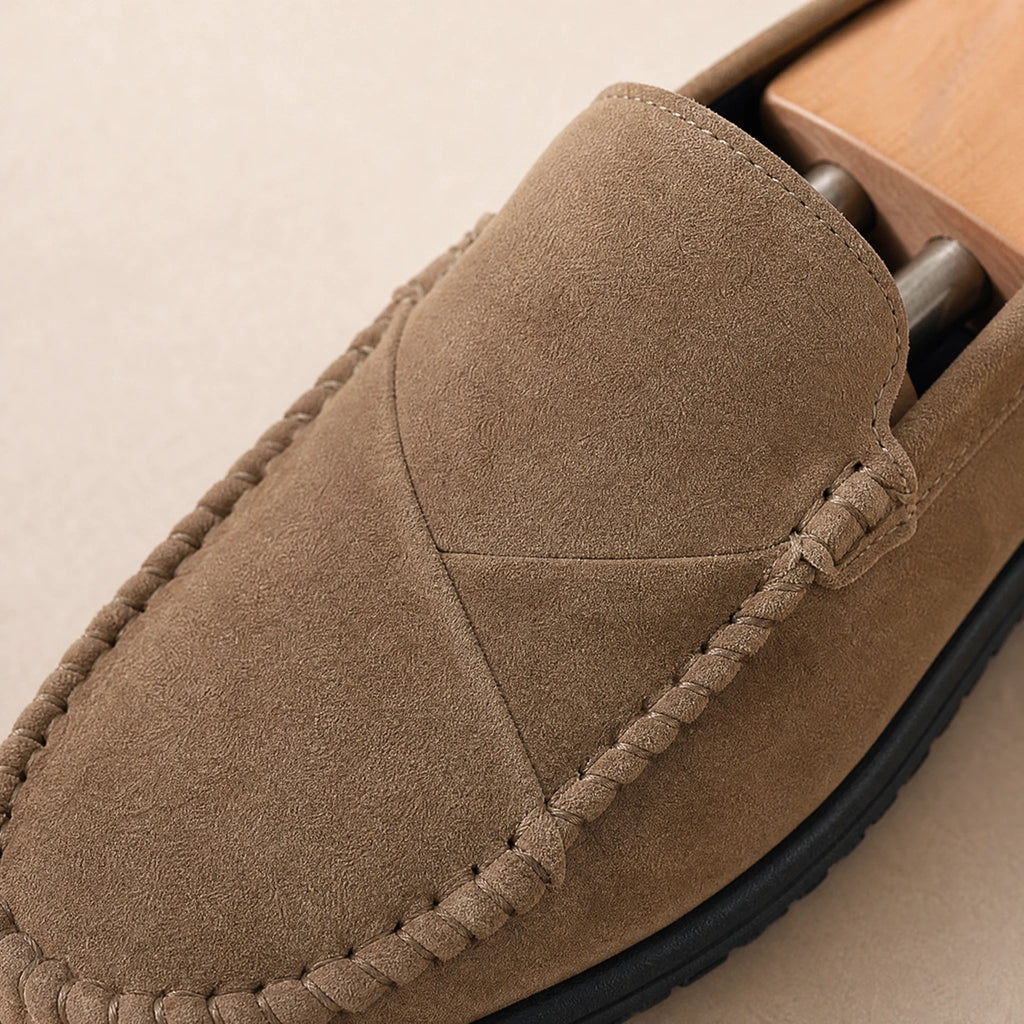 men's suede-look slip-on loafer with visible stitching, view 2