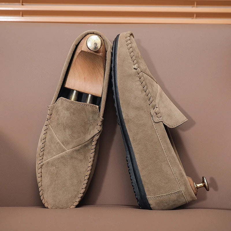 men's suede-look slip-on loafer with visible stitching, view 5