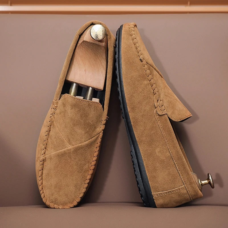 men's suede-look slip-on loafer with visible stitching, view 6