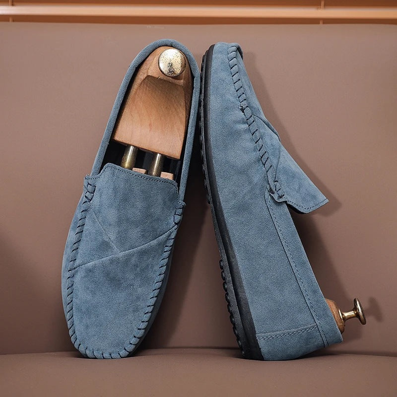 men's suede-look slip-on loafer with visible stitching, view 7