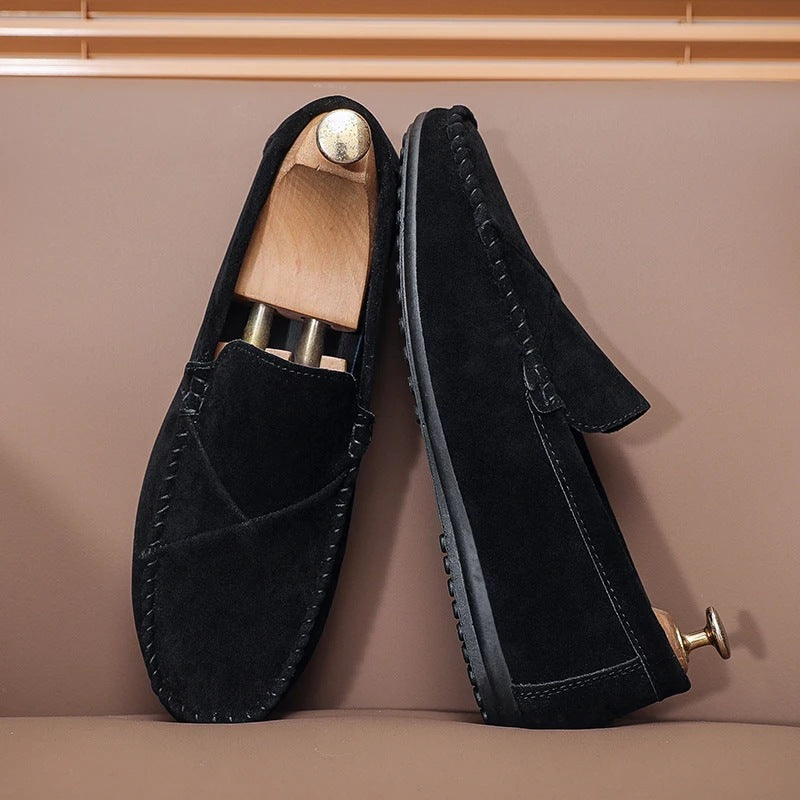 men's suede-look slip-on loafer with visible stitching, view 8