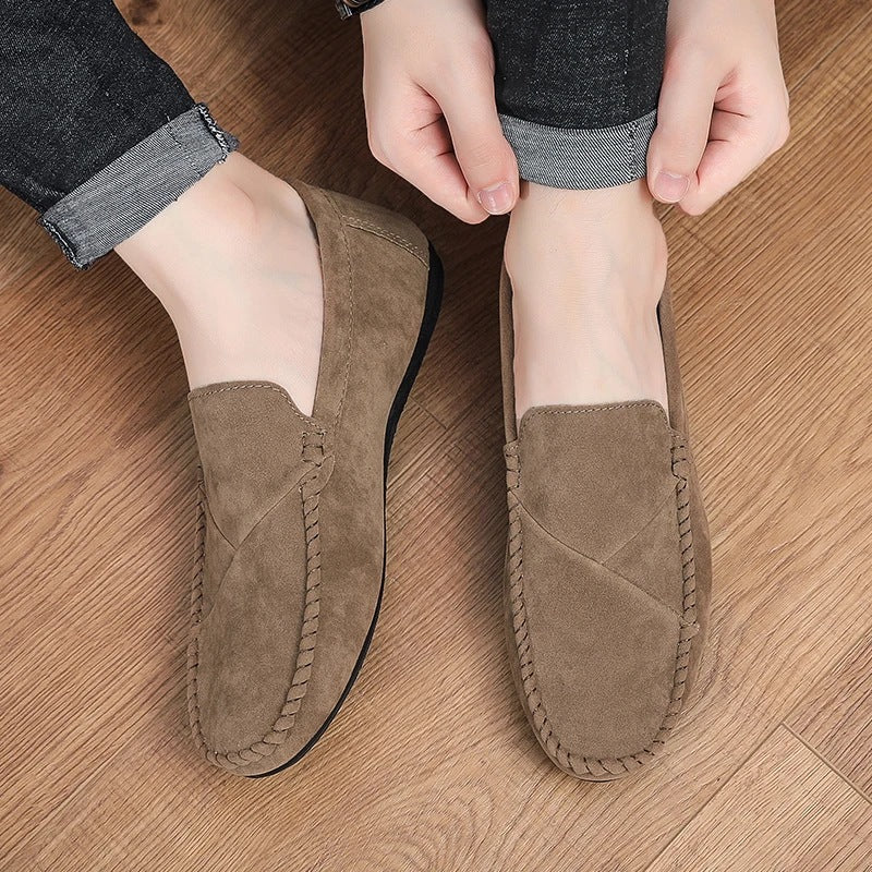 men's suede-look slip-on loafer with visible stitching, view 9