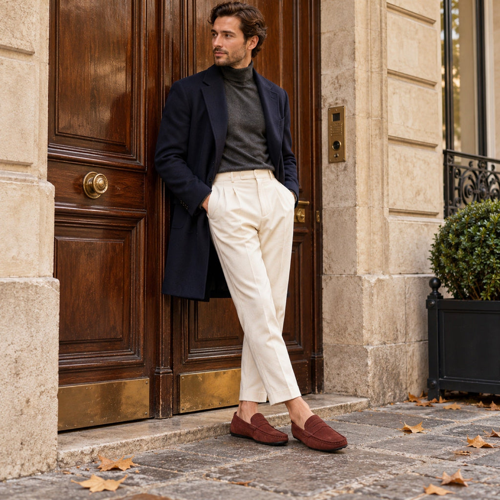 Men's Suede Slip-On Loafers with Penny Strap - view 2
