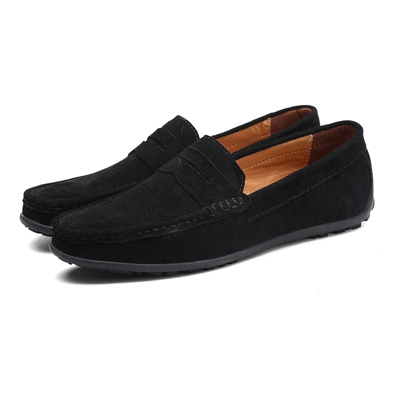 Men's Suede Slip-On Loafers with Penny Strap - view 4