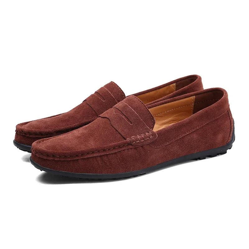 Men's Suede Slip-On Loafers with Penny Strap - view 6
