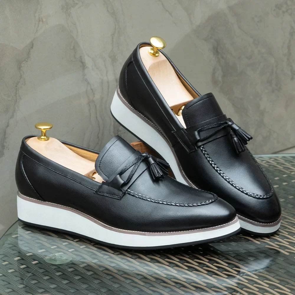 Men's White-Sole Tassel Loafers in Brown or Black - view 2