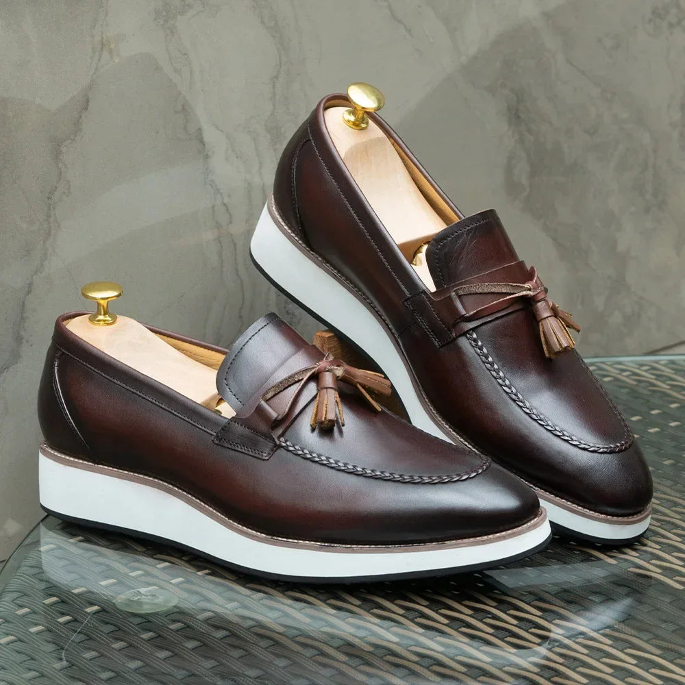 Men's White-Sole Tassel Loafers in Brown or Black - view 3