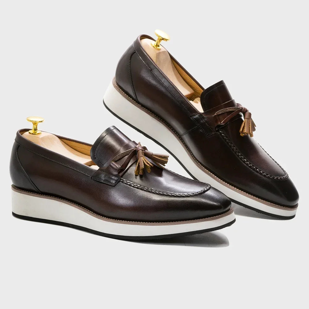 Men's White-Sole Tassel Loafers in Brown or Black - view 5