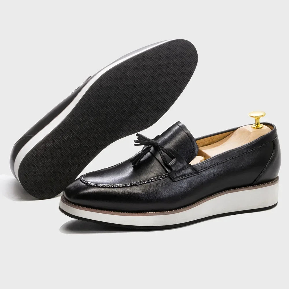 Men's White-Sole Tassel Loafers in Brown or Black - view 6