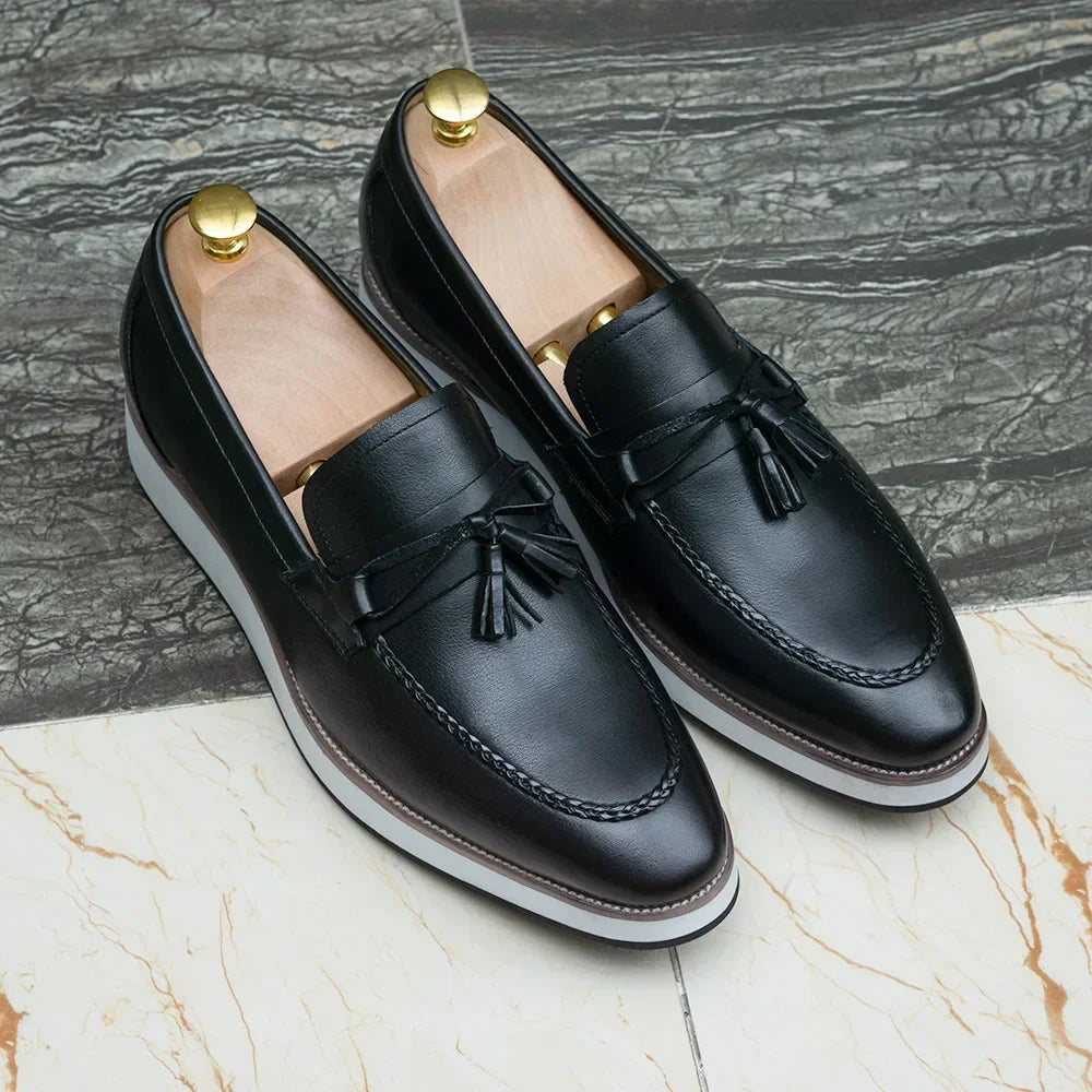 Men's White-Sole Tassel Loafers in Brown or Black - view 7