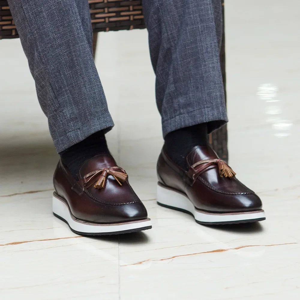 Men's White-Sole Tassel Loafers in Brown or Black - view 8