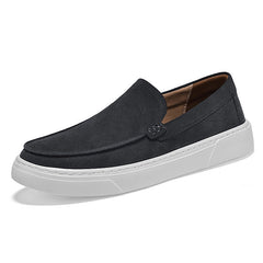 Men's Thick Sole Suede Loafers, Dark Gray