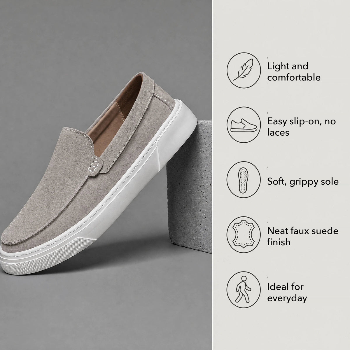 men's thick sole suede loafer, view 4 Image