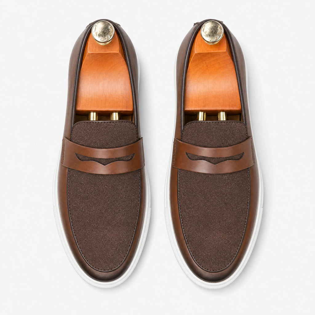men's two-tone loafer with textured panels