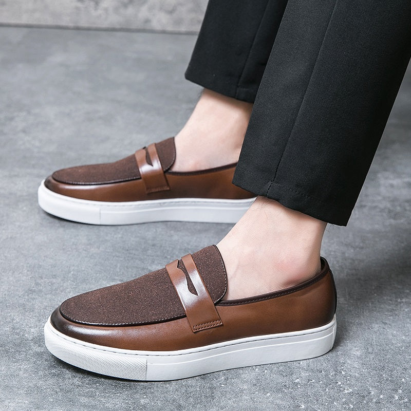 men's two-tone loafer with textured panels, view 10