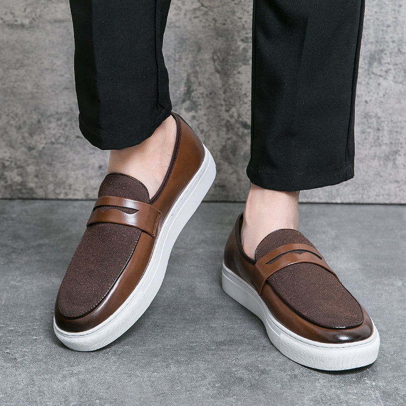 men's two-tone loafer with textured panels, view 11