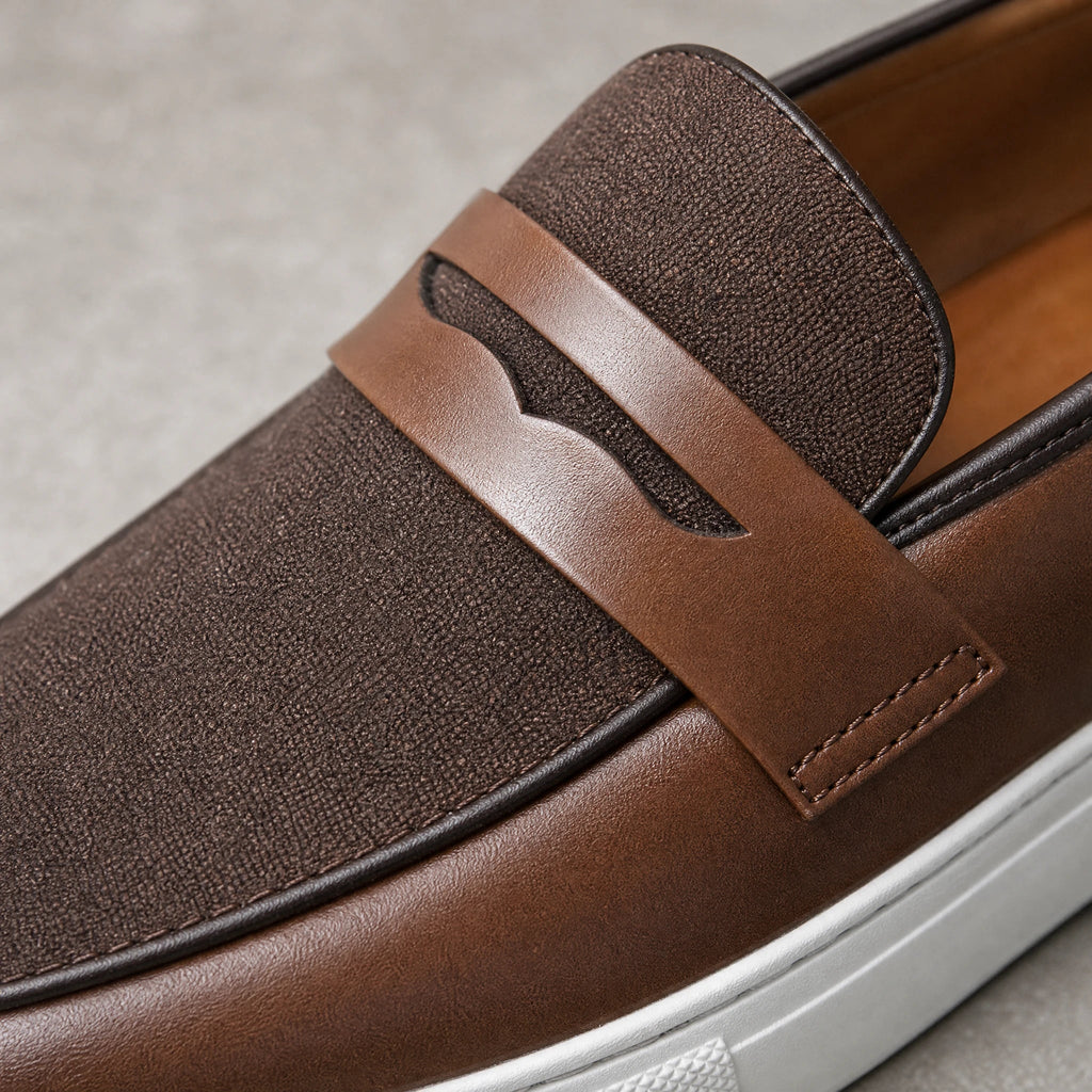 men's two-tone loafer with textured panels, view 2