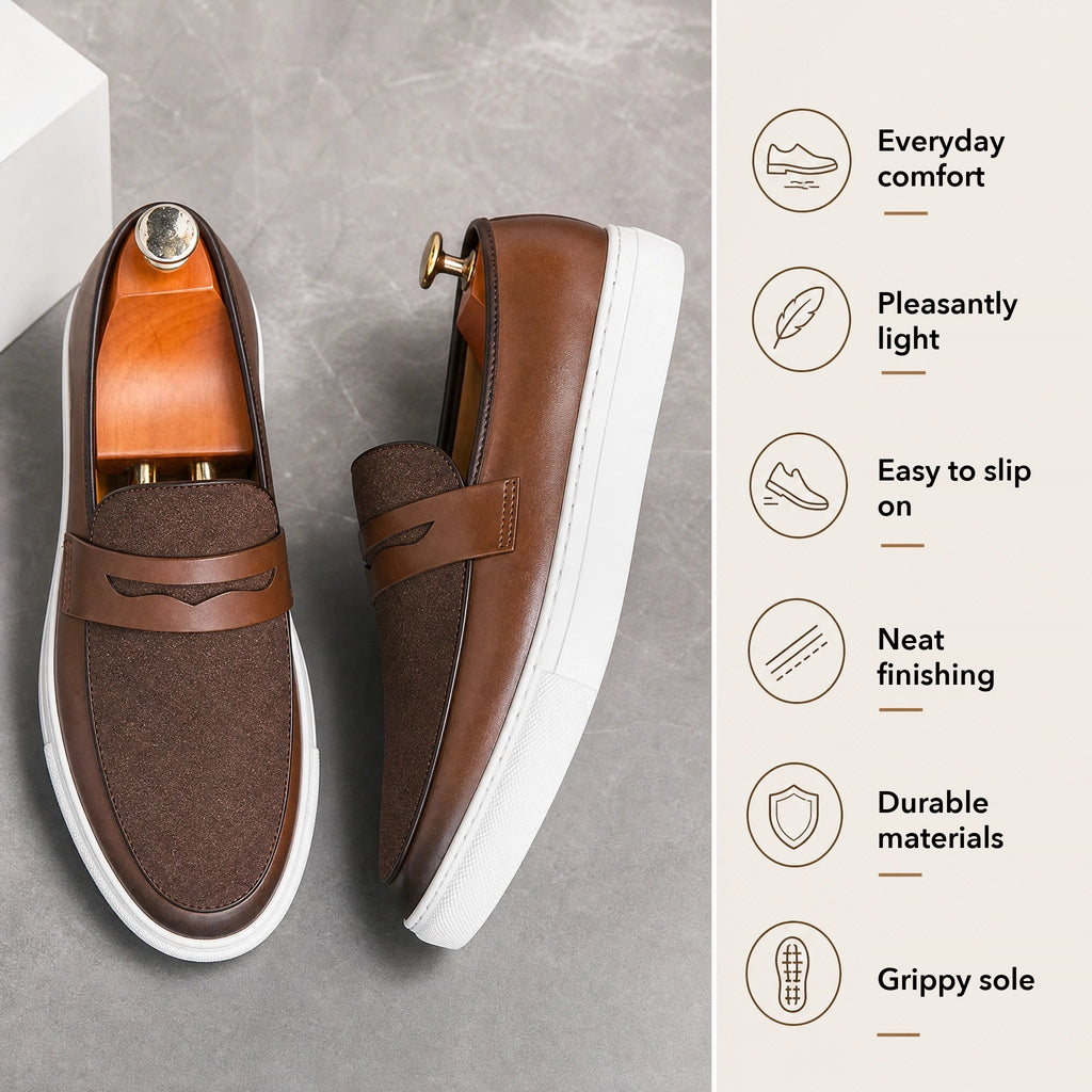 men's two-tone loafer with textured panels, view 4