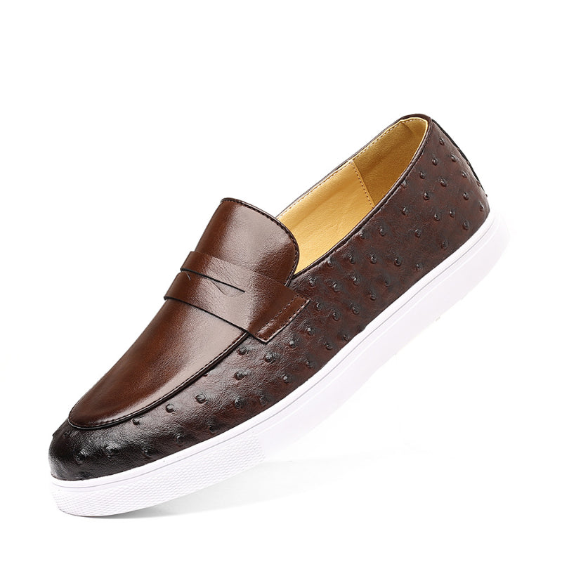 men's white sole loafer with ostrich pattern, view 11