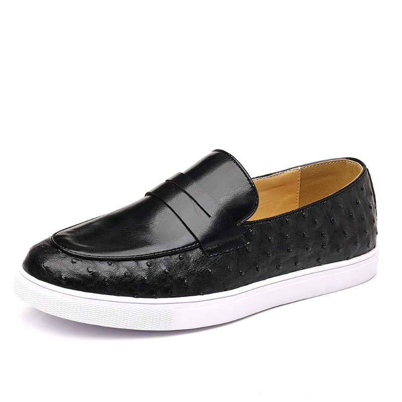 men's white sole loafer with ostrich pattern, view 5