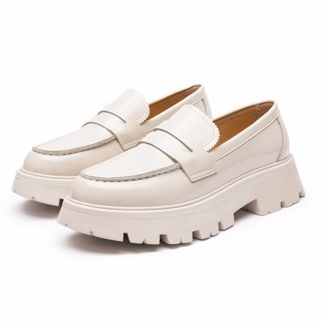 Loafers in smooth synthetic leather with thick sole