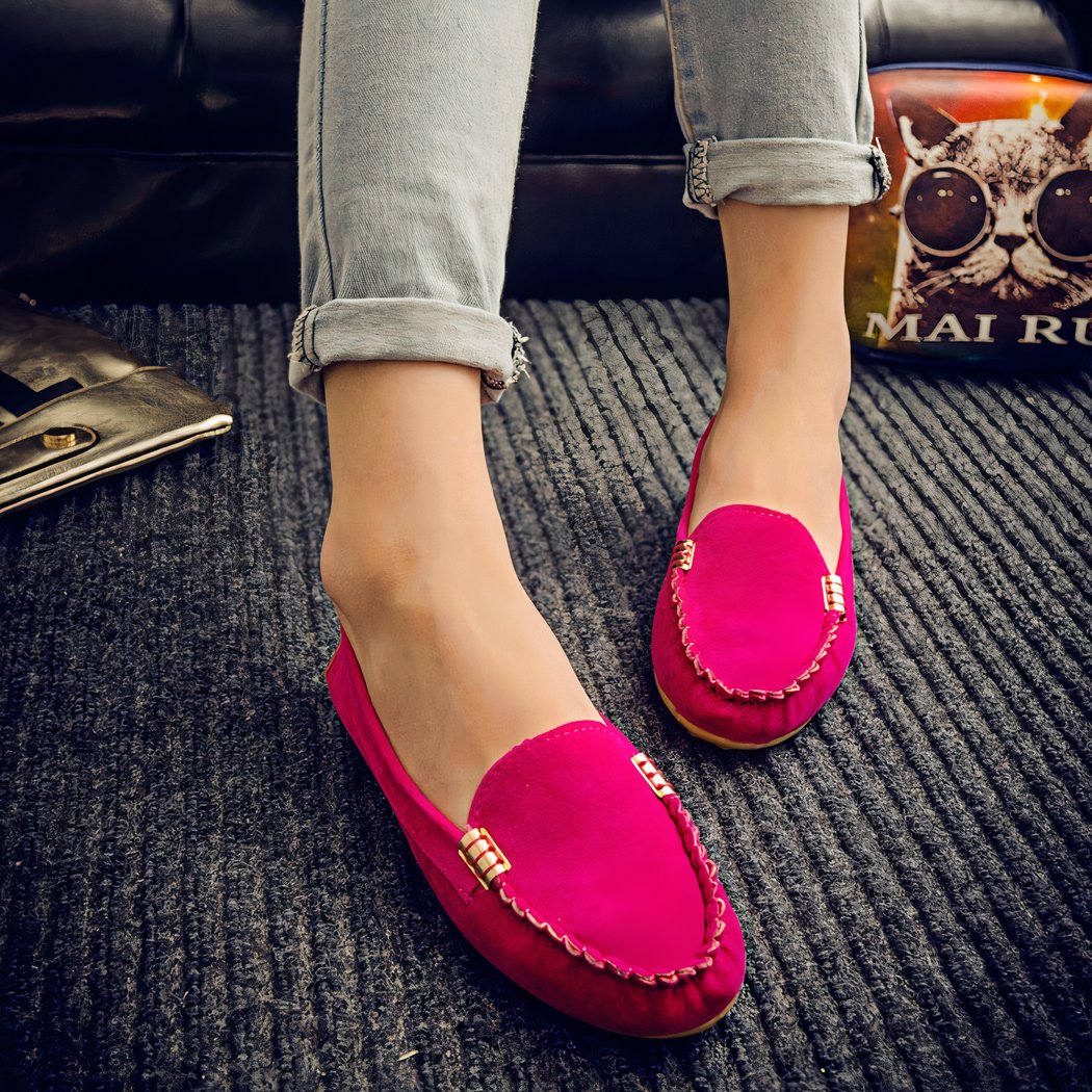women's pink suede loafer