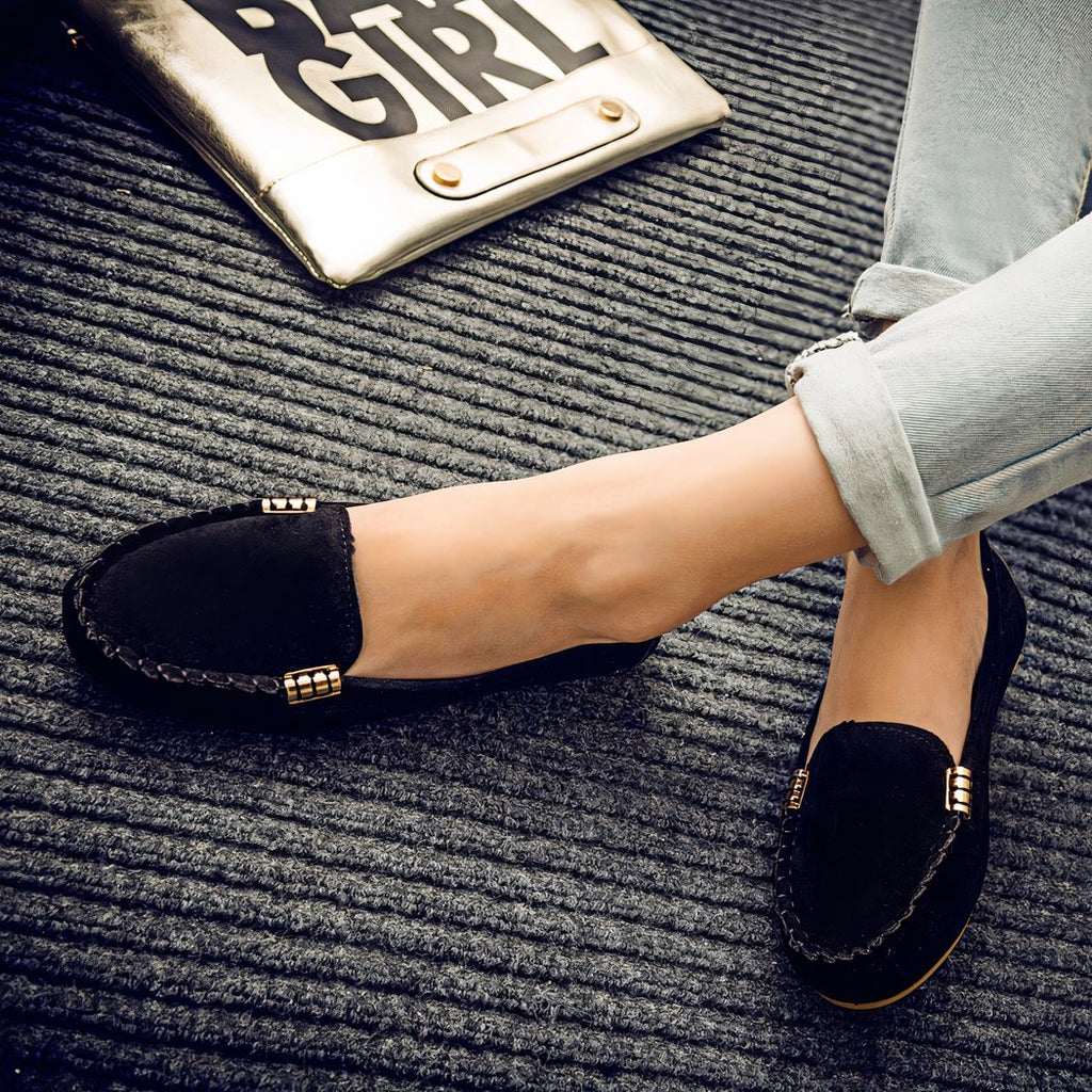 women's black suede loafer
