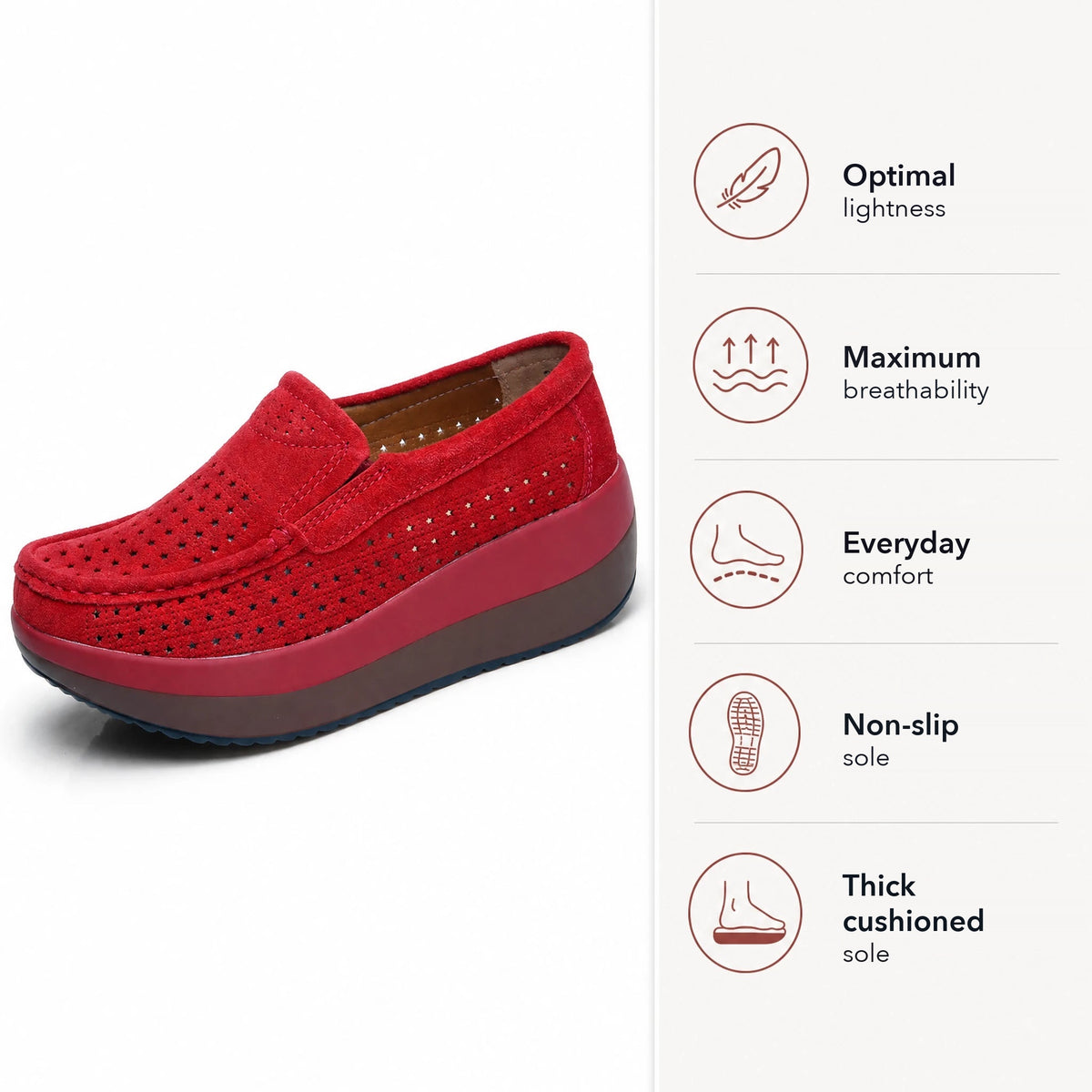 Open-weave platform loafers with wedge sole in Gray, sole view Image