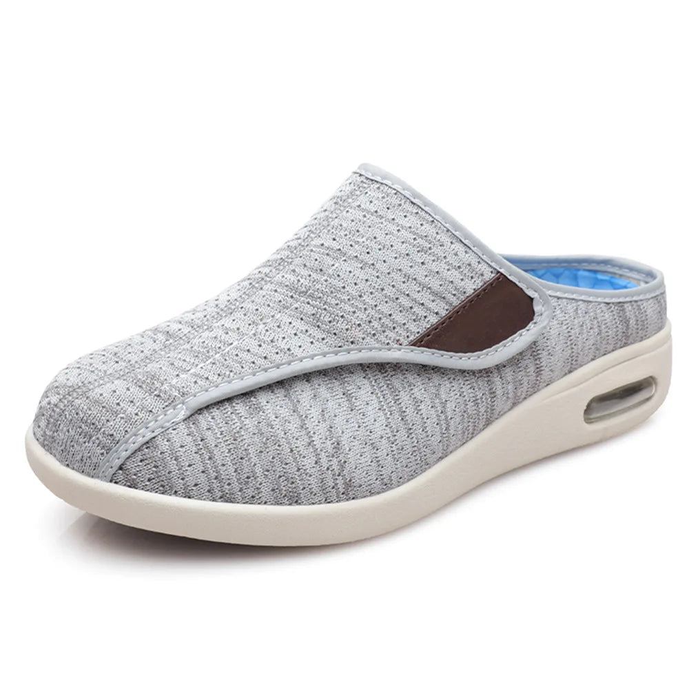 Light gray heathered mesh mules