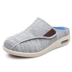 Orthopedic Hook-and-Loop Heathered Mesh Mules, Light Gray
