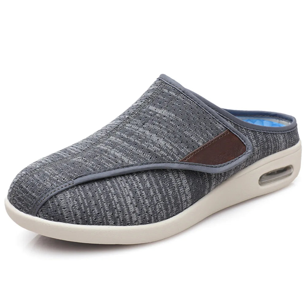Dark gray heathered mesh mules