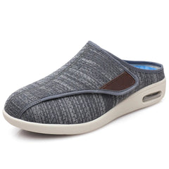 Orthopedic Hook-and-Loop Heathered Mesh Mules, Dark Gray
