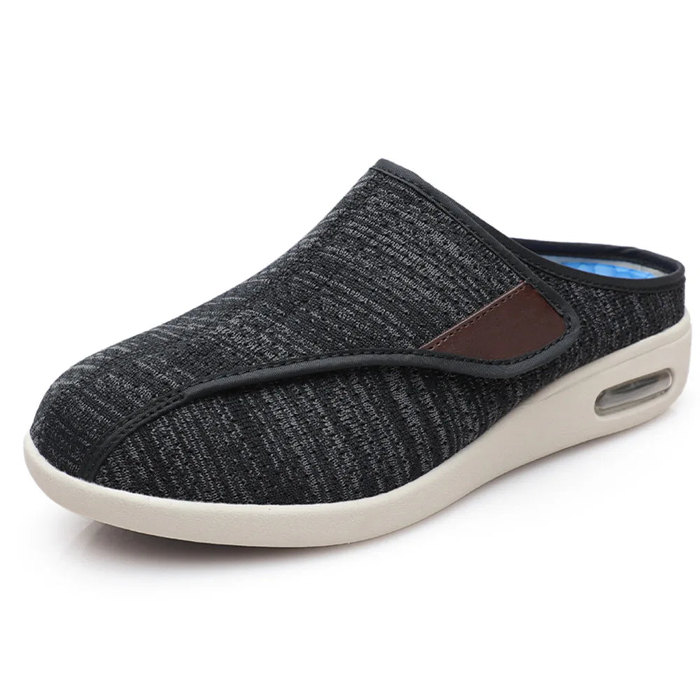 Black heathered mesh mules