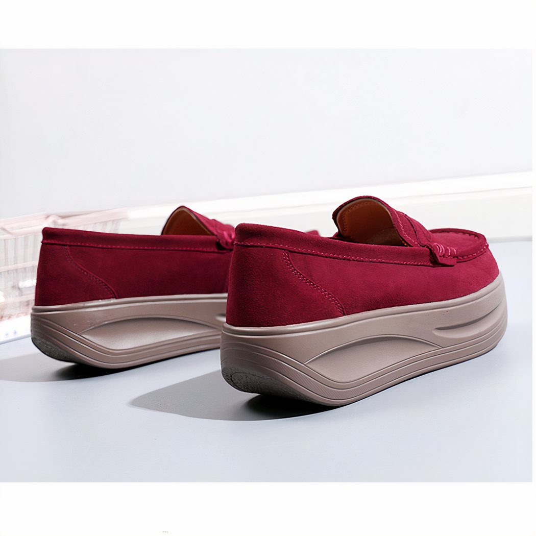 Orthopedic loafers with strap and thick sole