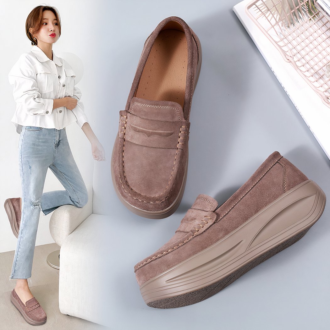Orthopedic loafers with strap and thick sole