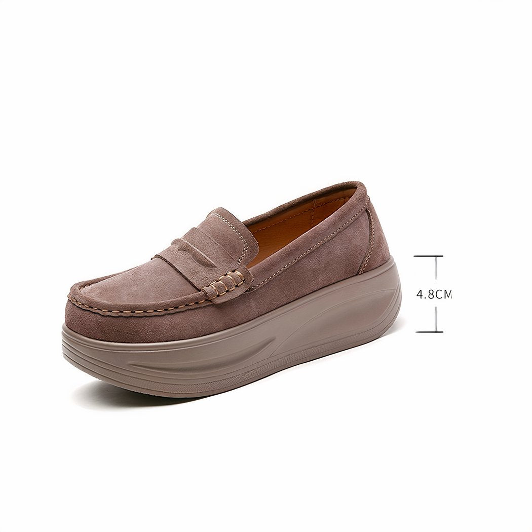Orthopedic loafers with strap and thick sole