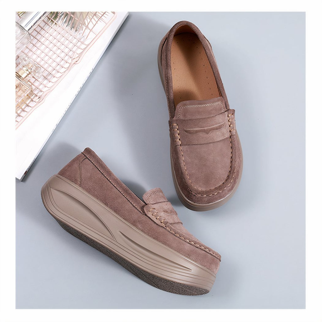 Orthopedic loafers with strap and thick sole