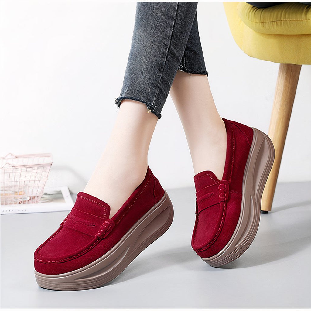 Orthopedic loafers with strap and thick sole