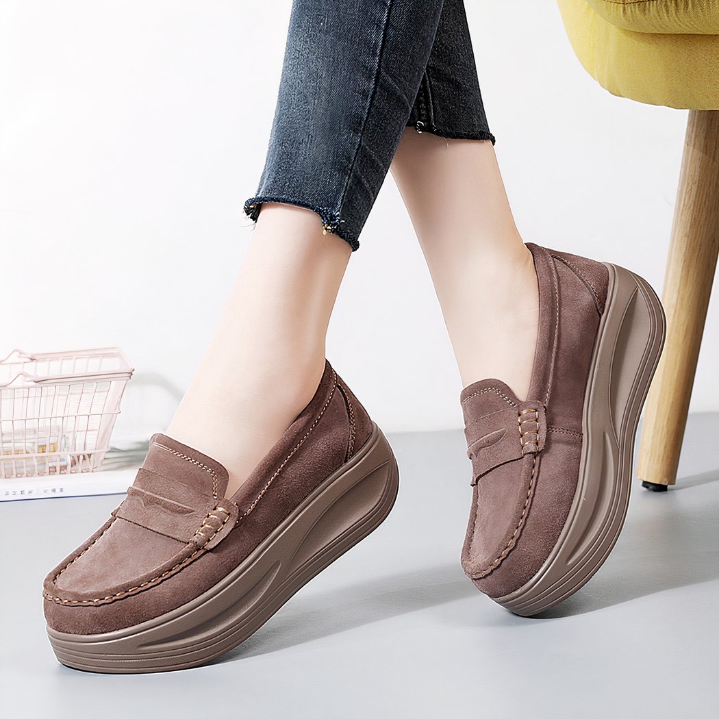 Orthopedic loafers with strap and thick sole