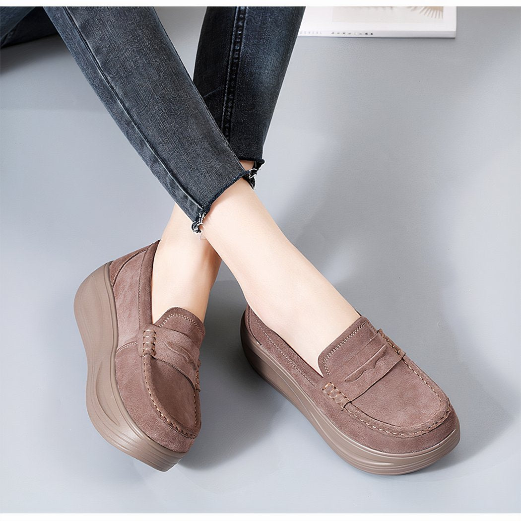 Orthopedic loafers with strap and thick sole