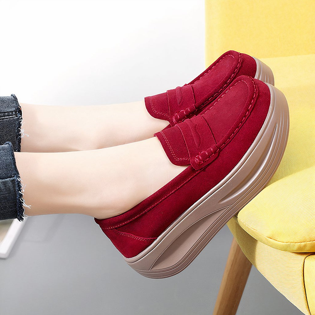 Orthopedic loafers with strap and thick sole