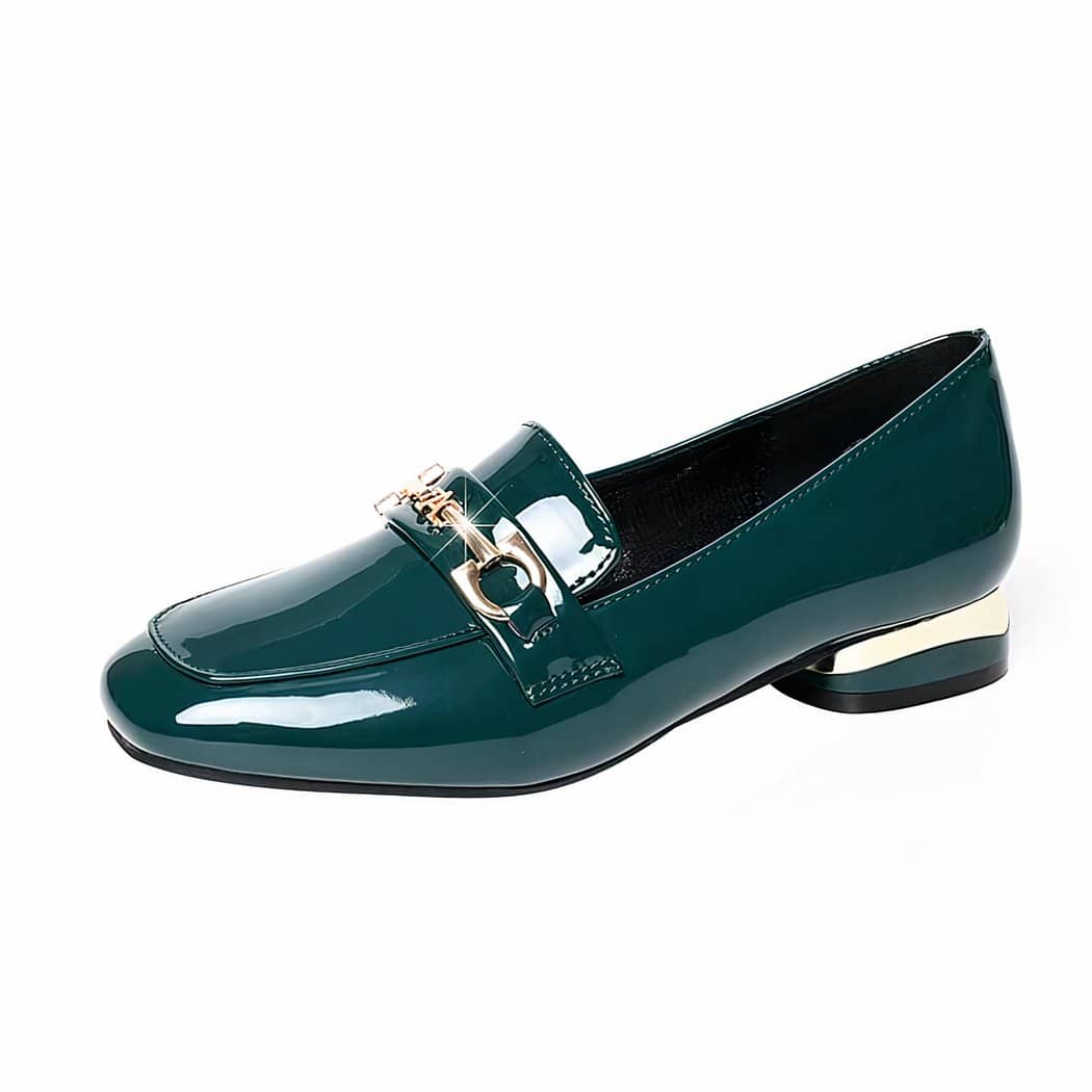 Patent leather loafers with heels
