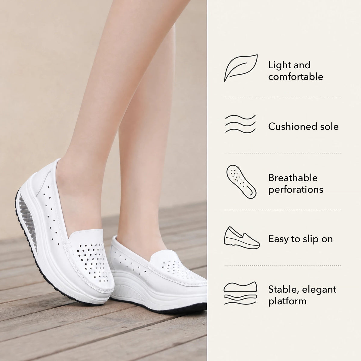 Perforated platform loafers with thick sole in Yellow, top view