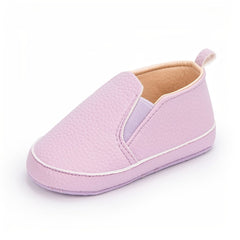 Plain synthetic leather slip-on moccasins for babies, Purple